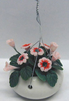 Dollhouse Miniature Pink Flowers-Hanging